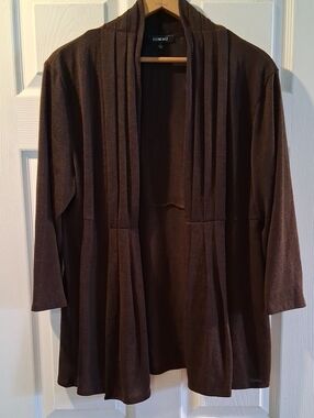 Elementz Brown Open-Front Cardigan with Pleated Front